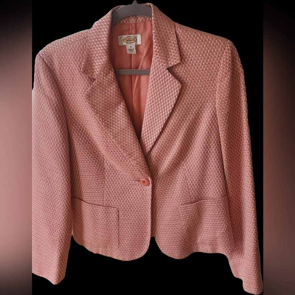 Talbot's Blush Pink Textured Blazer, 6, Medium